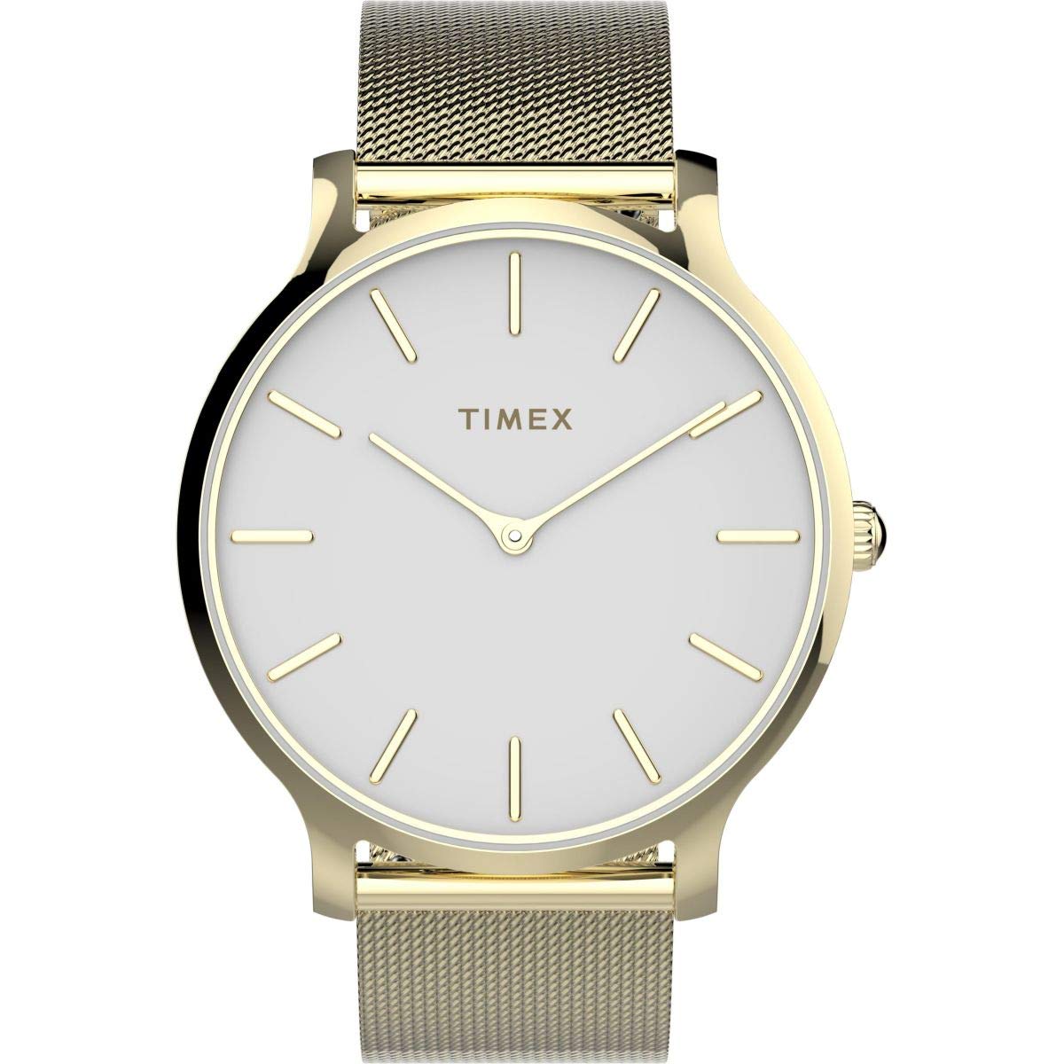 Timex damski zegarek analogowy z paskiem z siatki ze stali nierdzewnej