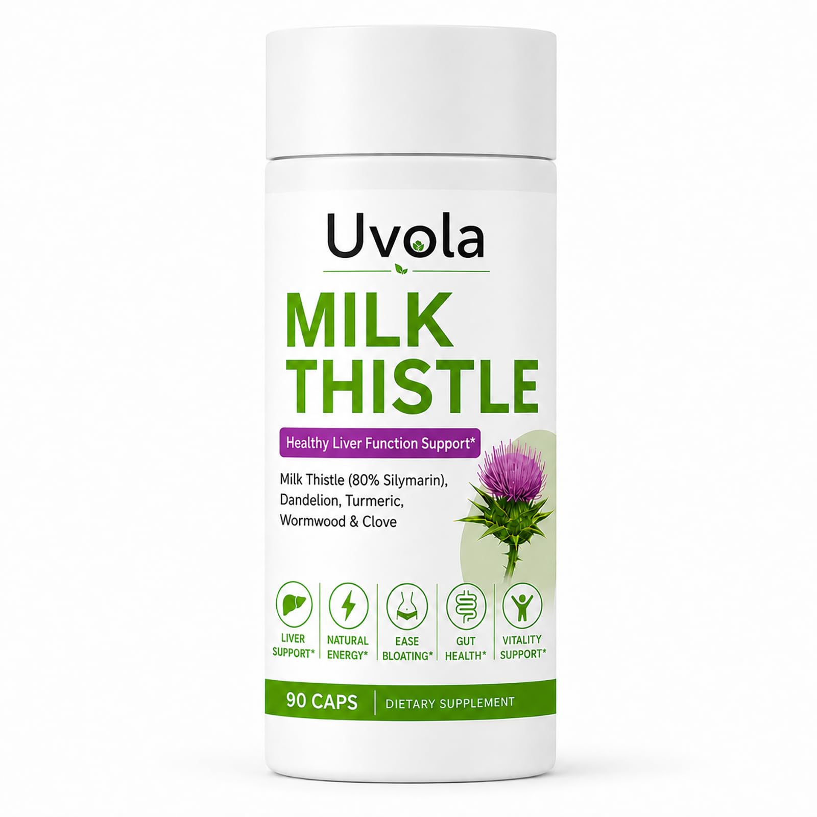 Milk Thistle Supplement, 80% Silymarin for Liver Support, Helps Ease Occasional Bloating, Supports Comfortable Digestion and Everyday Energy, 90 Capsules
