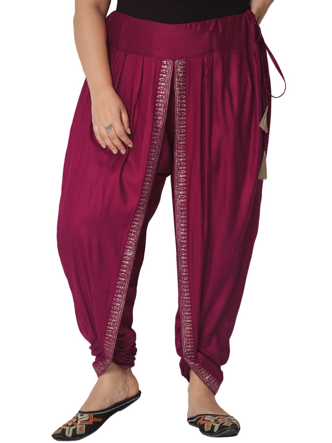 9rasa Women's Plus Size Viscose Hand Block Printed Dhoti Pants for Ethnic Casual FusionWear-picture-24