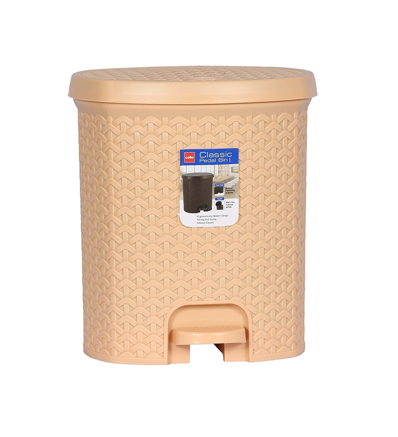 CELLO Classic Plastic Pedal Bin, 6 litres, Beige (B01M2YTRX9) Amazon Price History, Amazon Price Tracker