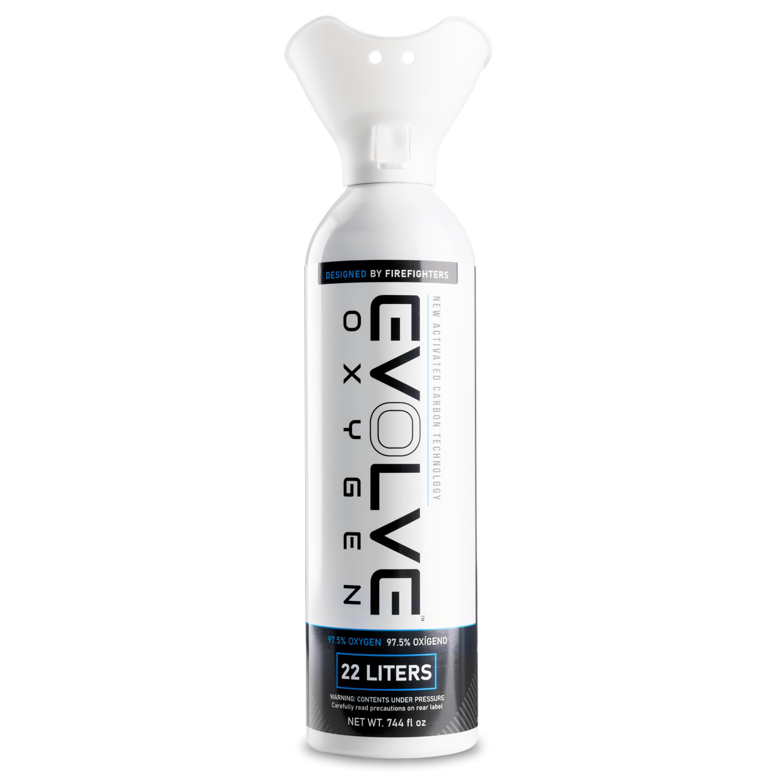 EVOLVE 22-Liter Pure Oxygen Canister with Breathing Cup | Portable Oxygen Can | Ideal for Home Use and Outdoor Activities | Designed by Firefighters | Made in The USA | Pack of 1