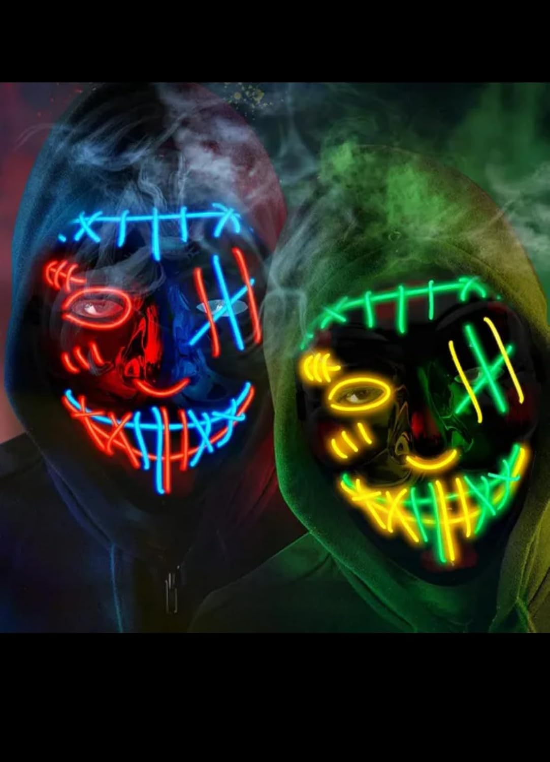 LED Halloween Mask, Multi-Color Light Up, 3 Modes, Black, Glowing Neon Effect, Costume Party Accessory LED Halloween Mask, Multi-Color Light Up, 3 Modes, Black, Glowing Neon Effect, Costume Party Accessory