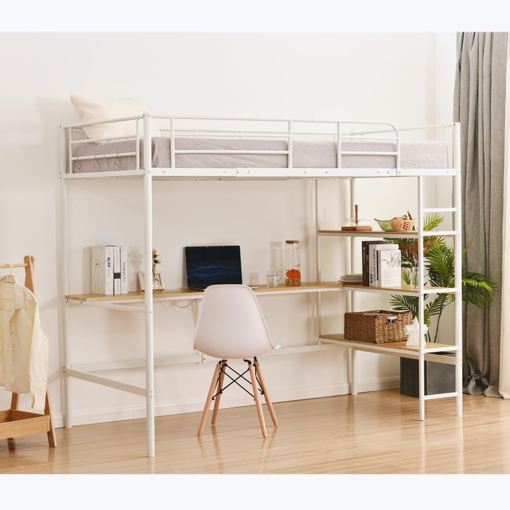 新登場！ロフトベッド シングル コンセント・収納・ラック棚付き耐荷重
