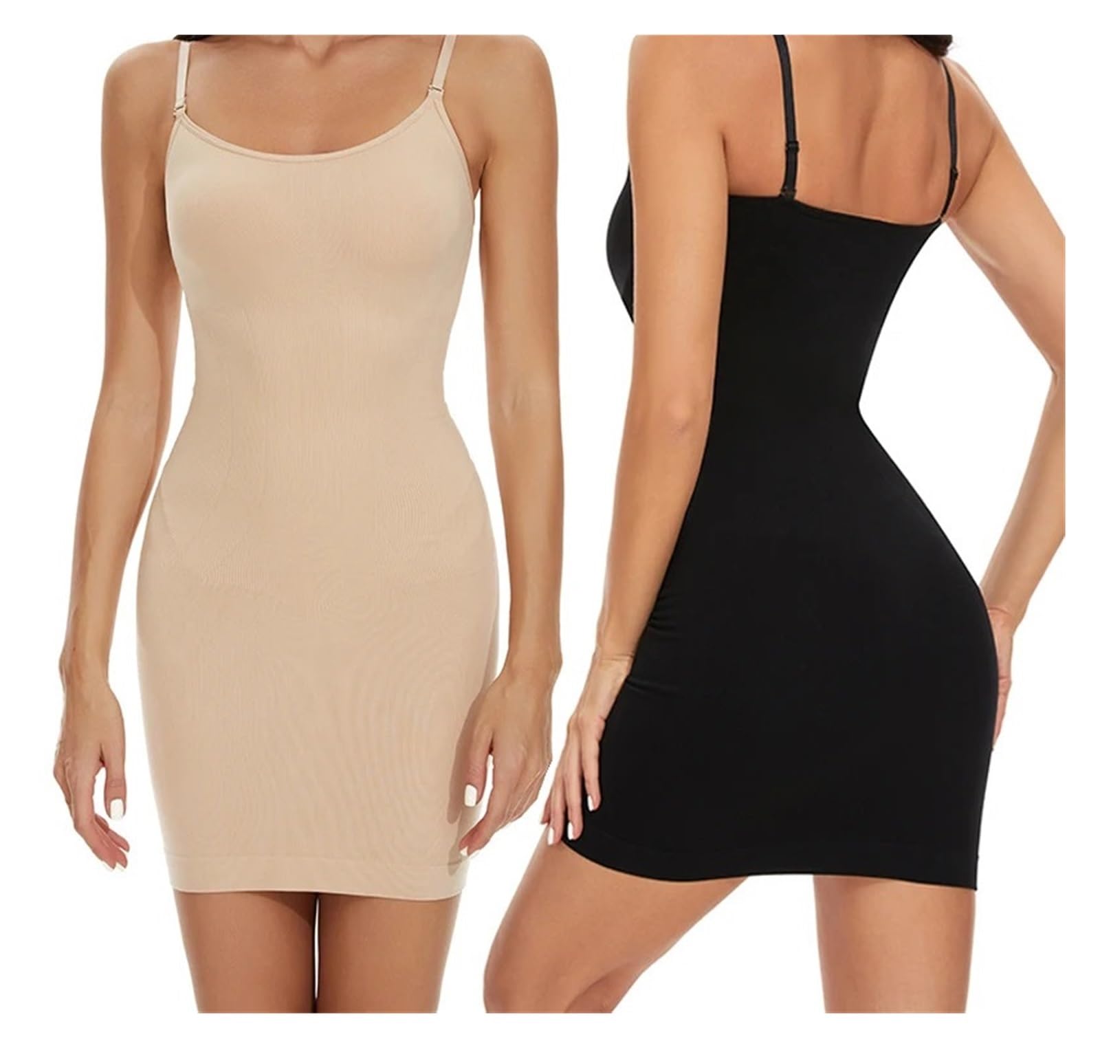 Vestido Moldeador Camisola Moldeadora sin Costuras for Debajo de los Vestidos, Moldeadora de Cuerpo Suave for Mujer, Control de Abdomen, camisón Adelgazante(Pink,L)