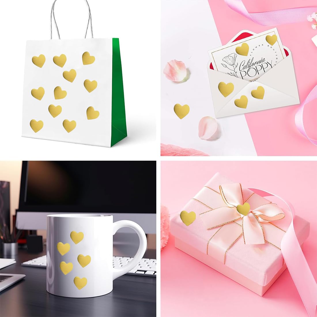 Whaline Lot De 600 étiquettes Autocollantes En Forme De Cœur Rouge Pour La Saint-Valentin, Emballage Cadeau, Carte D'enveloppe, Décoration, 6 Motifs