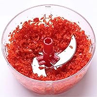 Vista 3 de Procesador de alimentos manual multifuncional,Picador de manivela manual de 8 tazas, licuadora con recipiente transparente, para verduras, carne