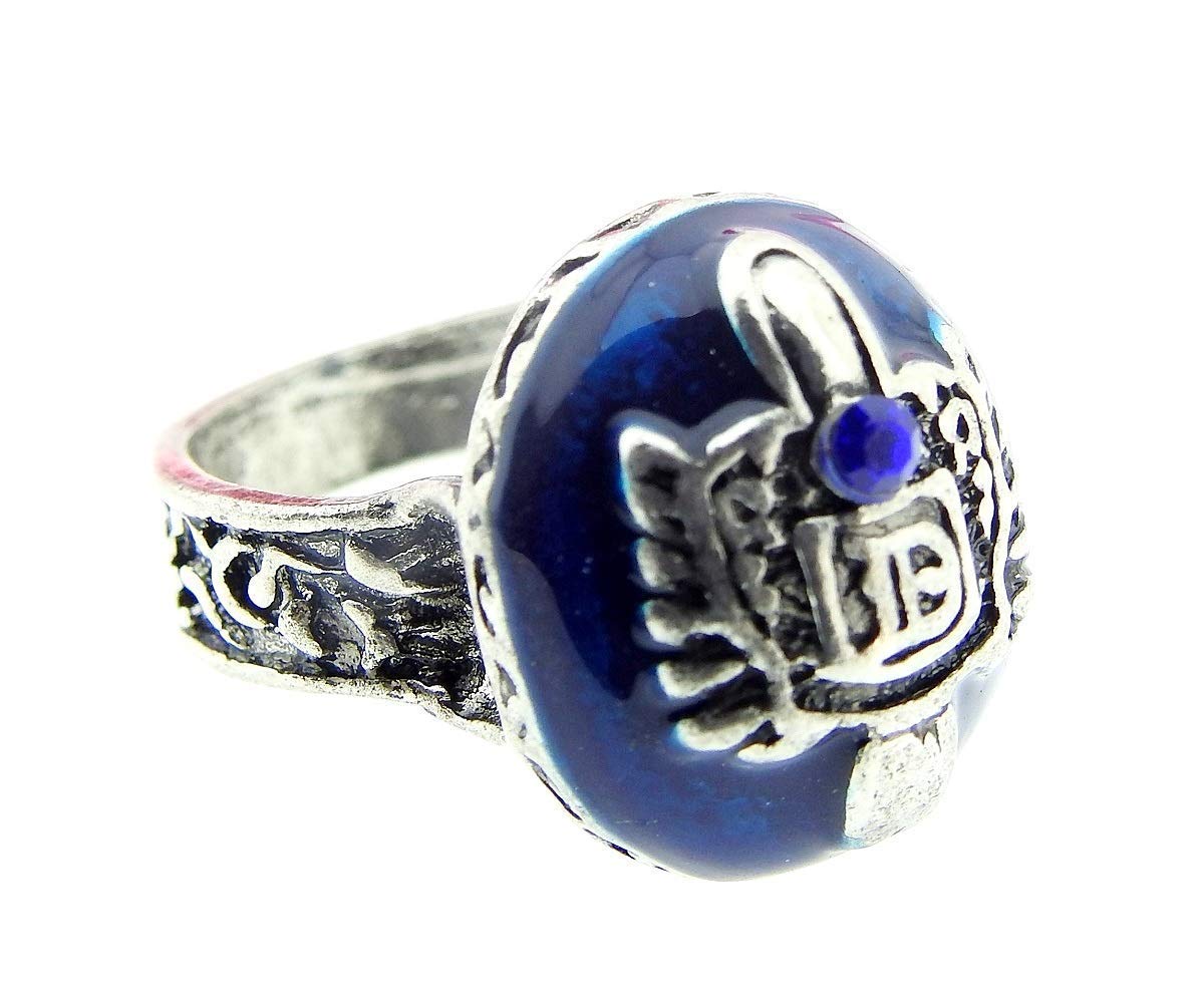 Inception Pro InfiniteMen's Ring Damon Salvatore Vampire Diaries Crest D Stone Blue Rhinestones - Gift Idea