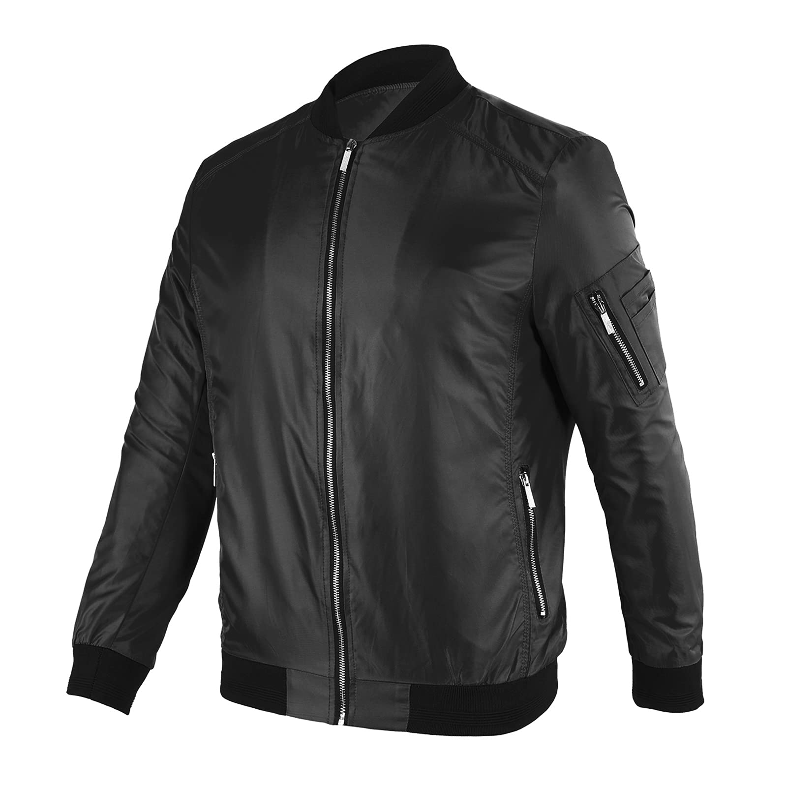 NeufigrMen's Casual Bomber Jackets Softshell Lightweight Varsity Windbreaker