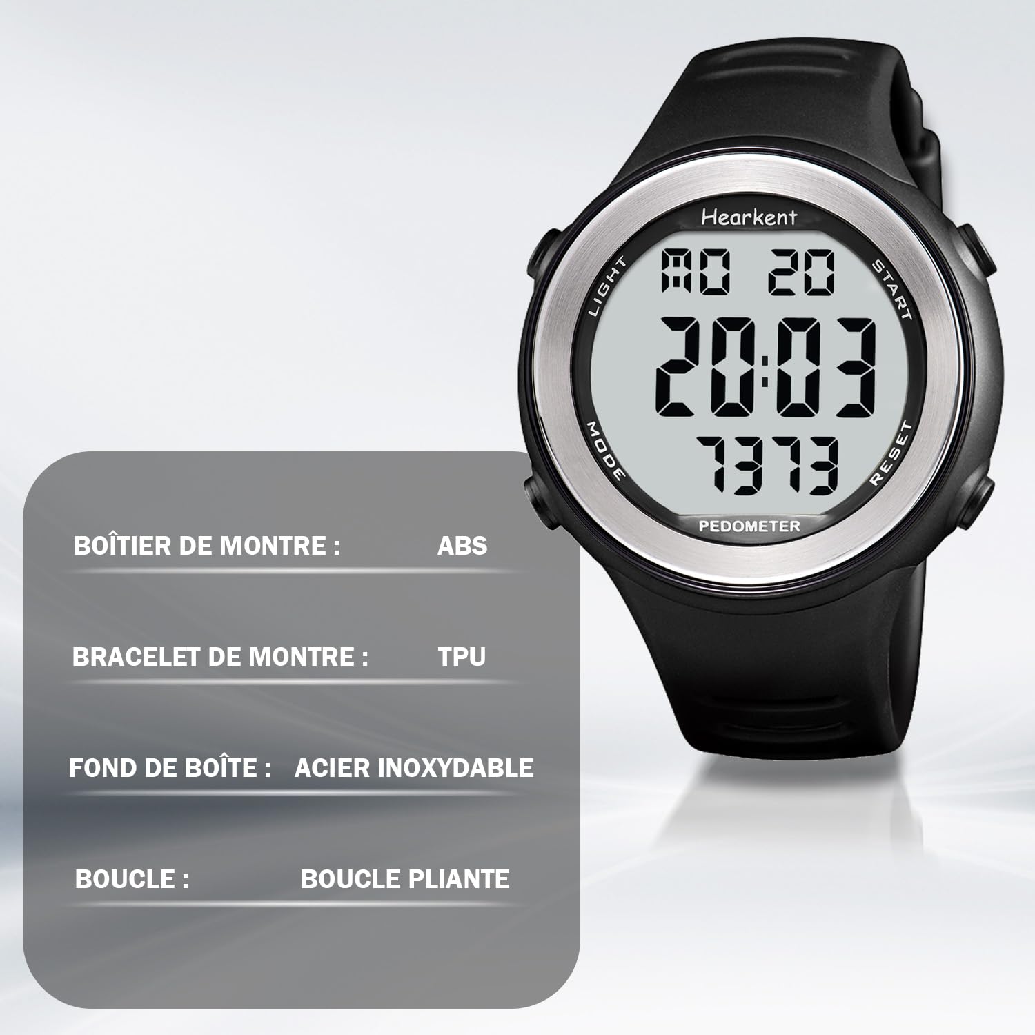 Hearkent Montre podomètre étanche pour Personnes âgées, sans Bluetooth, sans Application, Montre avec Compteur de Pas (Noir)
