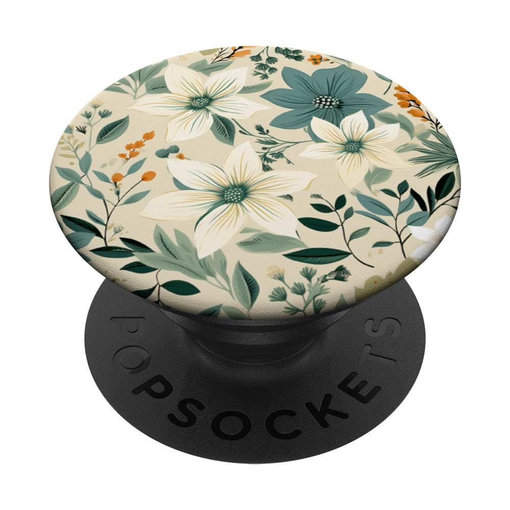 Sage Green Wildflower Floral Beige Flower Botanical PopSockets Standard  PopGrip