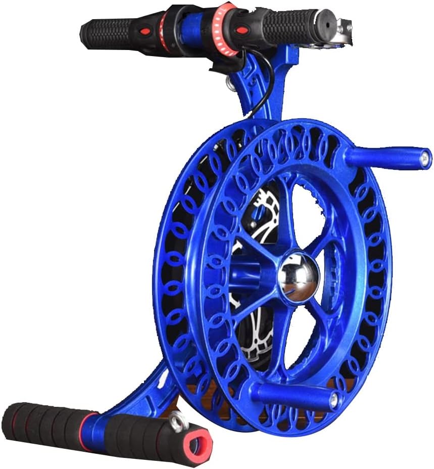Kite Spool Reel, All-Alloy Belt Pulley, Brake Anti-Reverse, High-Grade Mute Anti-Winding Professional Wire Take-up,Kite Line Winder Reel,Durable Flying Line Accessories(Blue,28cm)