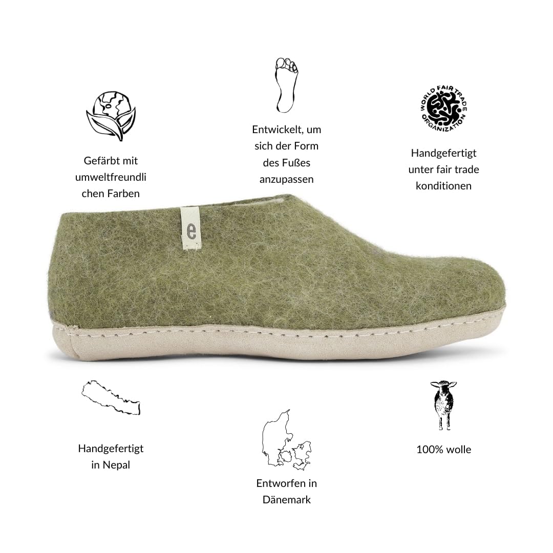 egos Hausschuhe Damen und Herren Geschlossene | Warme und Bequeme Filzschuhe für Winter und Sommer | Handgefertigte Filzhausschuhe Damen aus 100% natürlicher Wolle
