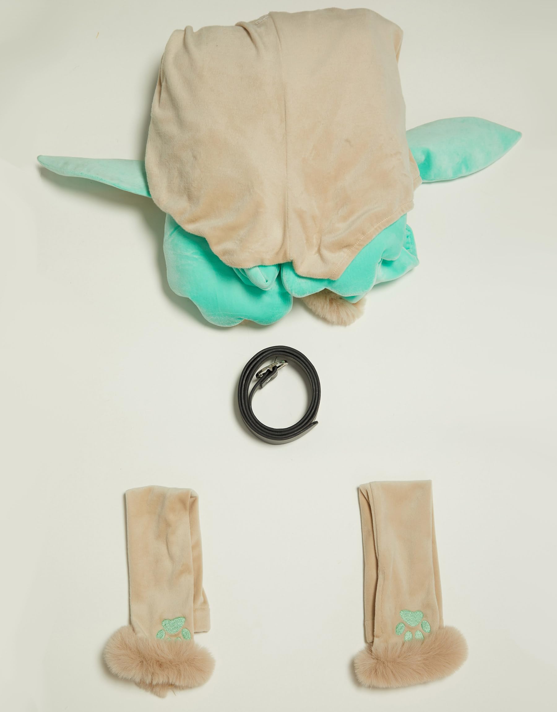 Mobbunny Women's Anime Cosplay Fuzzy Romper Pajamas Fluffy Backless Hooded Bodysuit Bodycon with Half Sleeves and Belt: Medium Brown