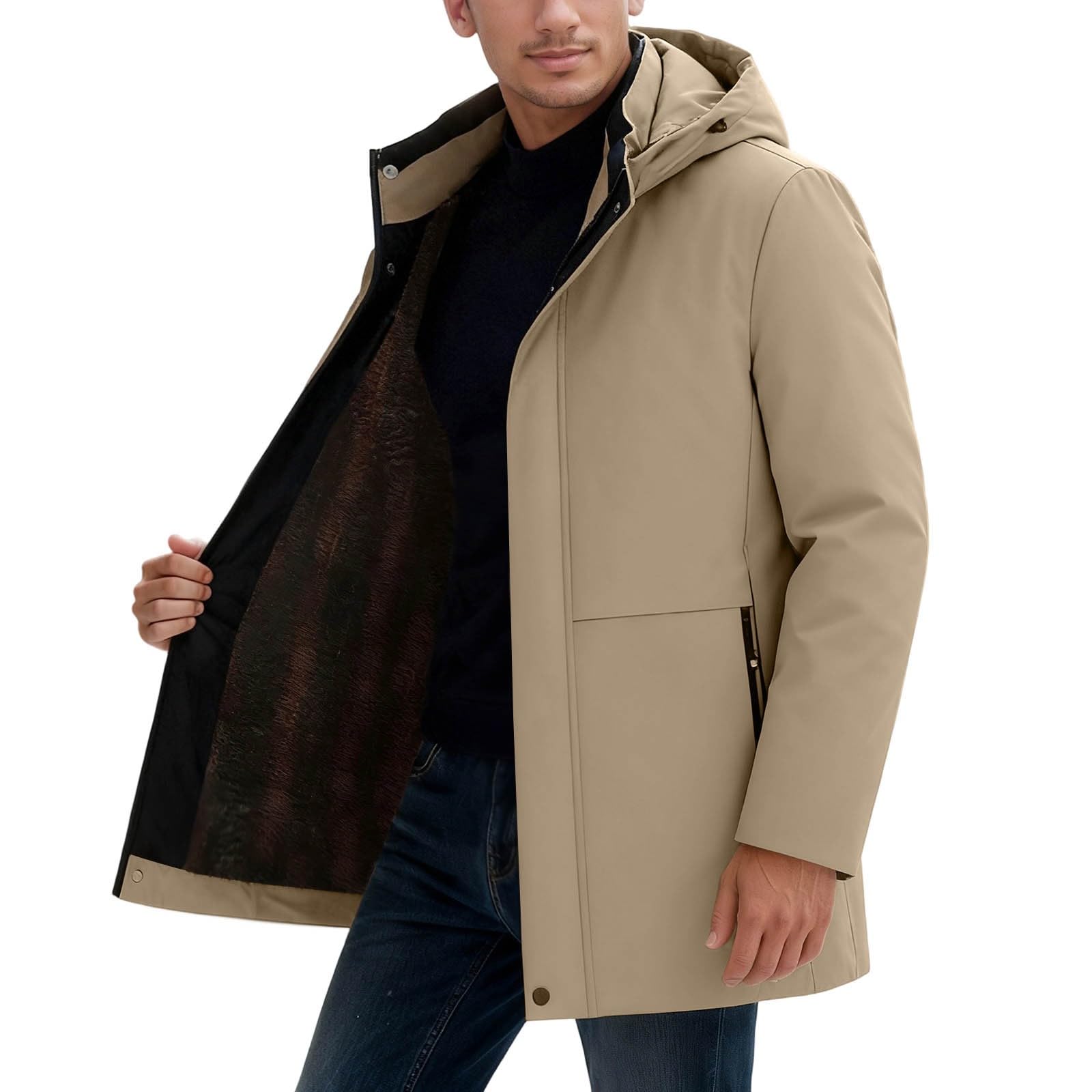 Sobretudo Homem Trenca Hombre Abrigo Tres Cuartos Hombre Men Warm Fashionable Hooded Down Jacket Gabardina Chaqueta Militar Tres Cuartos Jacket Parka Chaqueta Negra Parka Invierno Abrigo Largo Larga