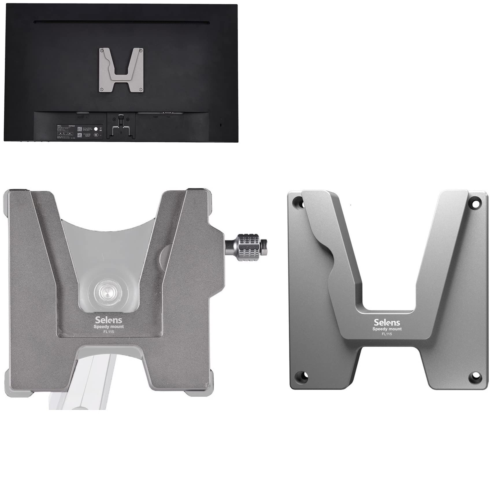 Selens Quick Release LCD Monitor VESA Mount Bracket Plate, Safety Lock Removable Stand for Wall & Ceil TV Screen Outdoor Live Streaming Movie Photography Studio