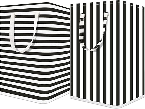 Daixers Paquete de 2 cestas grandes para la ropa sucia, 75 L, impermeable, plegable, con asas extendidas para ropa en el dormitorio familiar (negro)