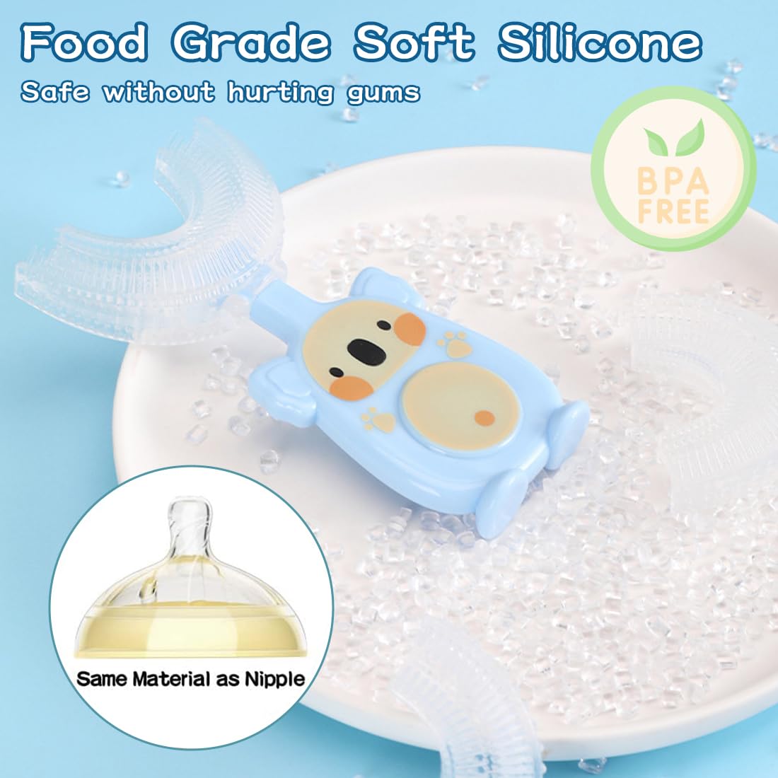 4 Pezzi Spazzolino per Bambini, a Forma di U, 360 Gradi per la Pulizia Orale,Setole in Silicone in Silicone Morbido per Uso Alimentare, per l'igiene Orale,Spazzolino Neonato(2-6 Anni)