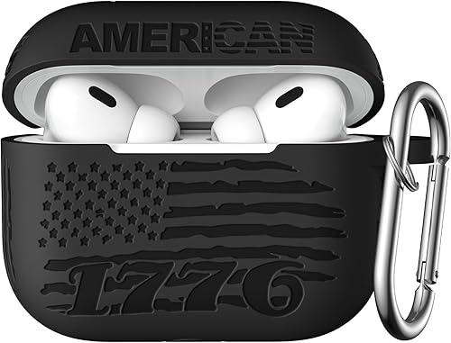 Funda con grabado de la bandera de Estados Unidos, compatible con Airpods Pro de 2 generación con funda para Airpods Pro 2, funda de silicona suave