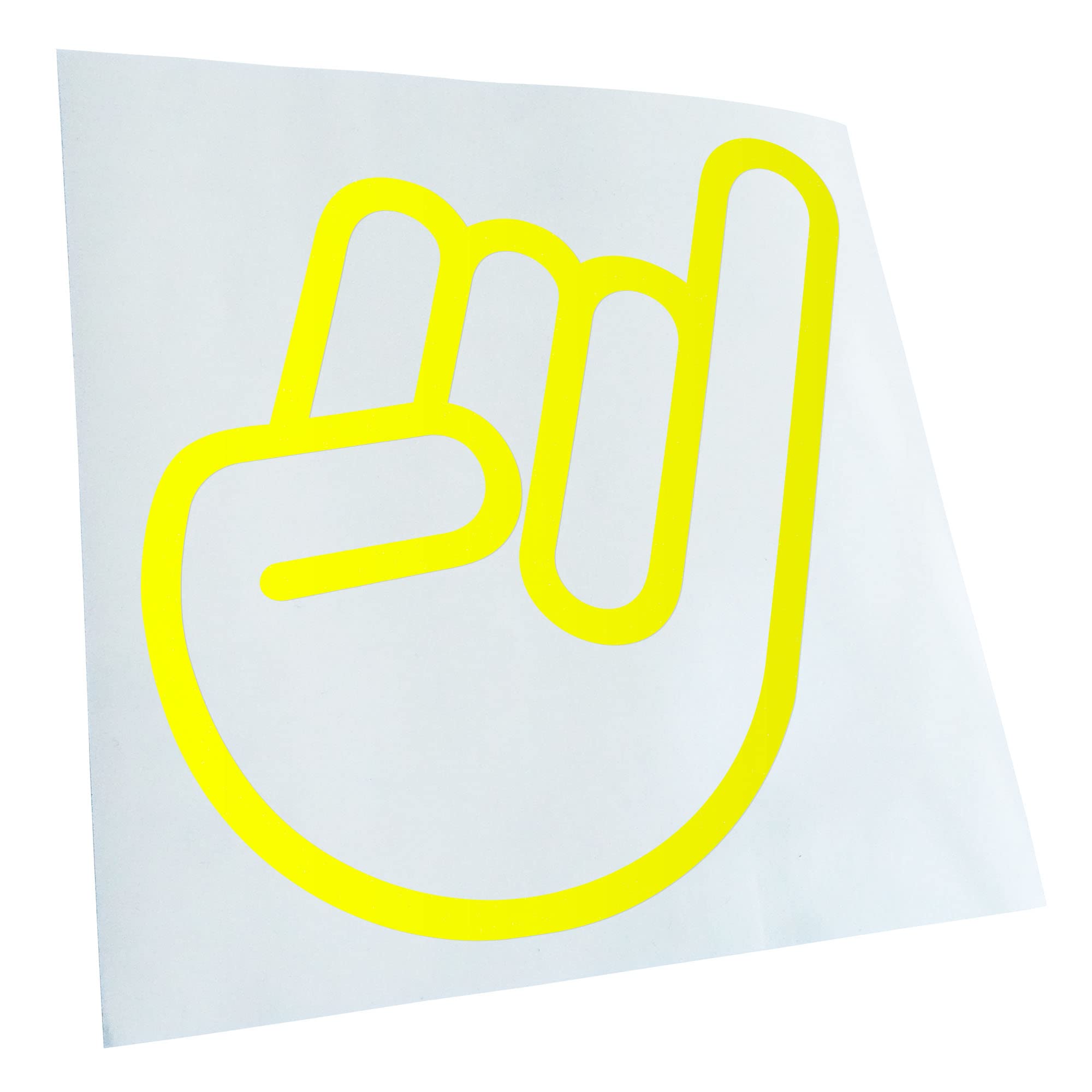 Kiwistar - Car Sticker - Neon Yellow - 50 x 50 cm Stink Finger - Shocker Hand - Rear Window Car Sticker Weatherproof for Car Truck Moped Truck - Sticker Exterior Self-Adhesive Tuning Accessories for