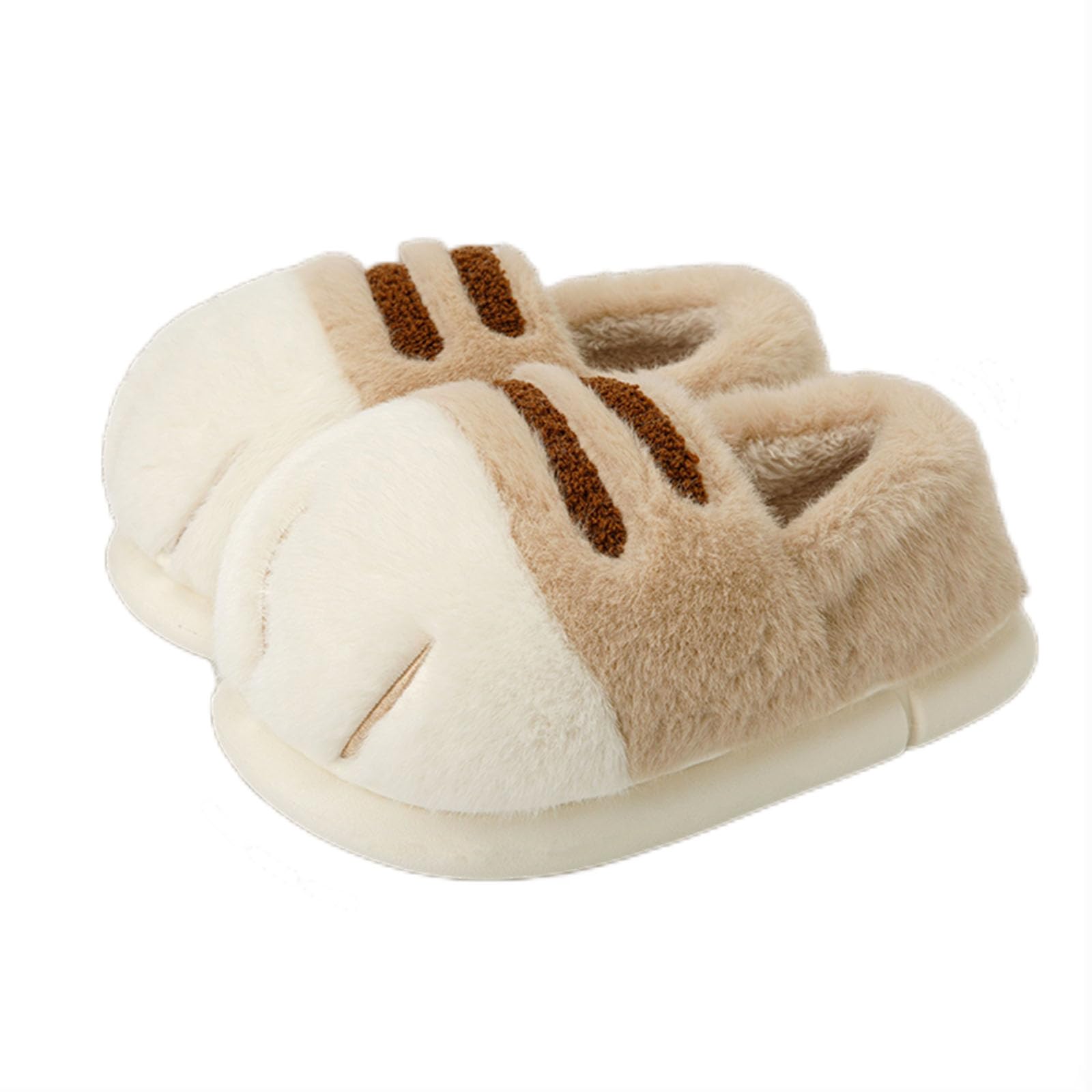 Cat Paw Slippers for Women, Cute Funny 3D Cat Paw Cartoon Slipper Warm Fluffy Furry Winter House Shoes