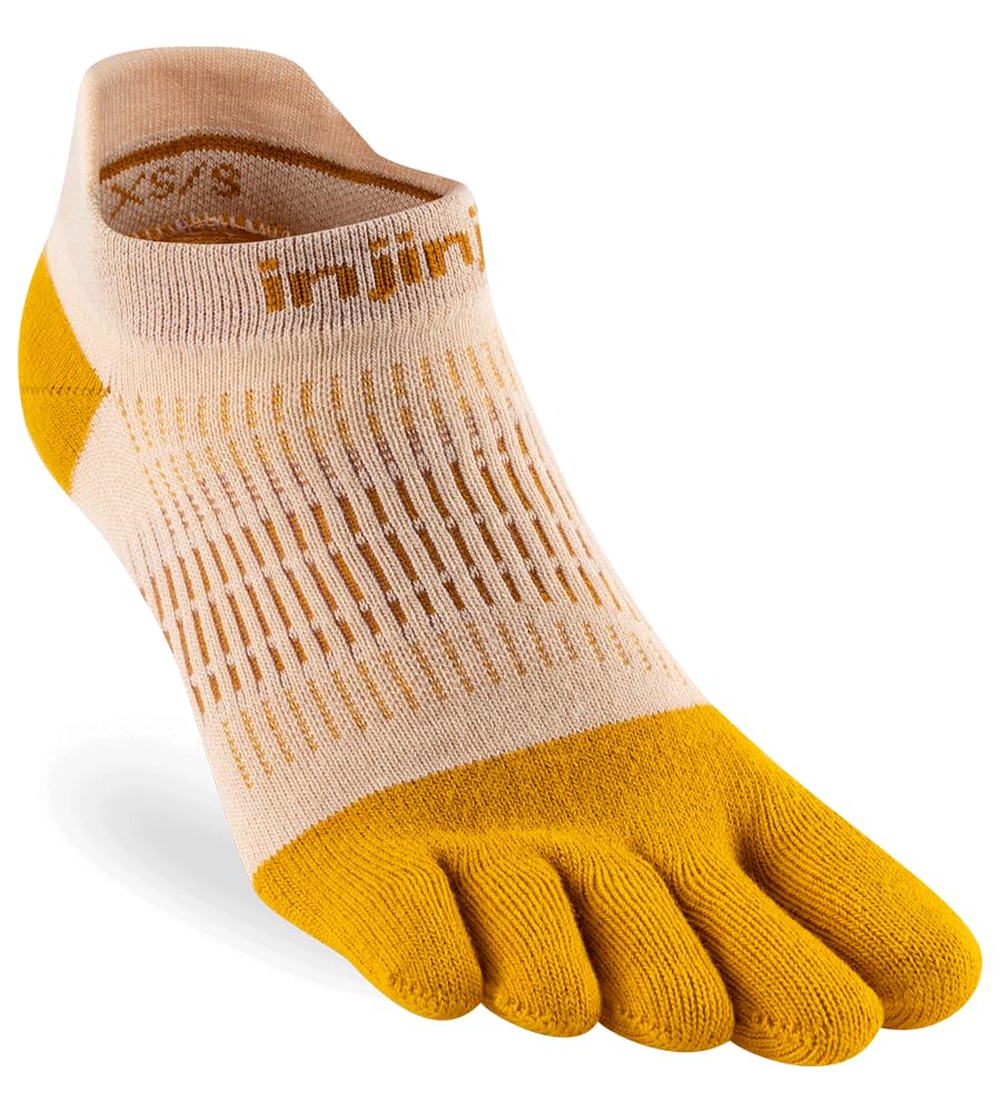 Injinji Unisex Yellow Women's Run Lightweight No-Show Golden Spice Xs/S (Eu 35-40), Xs/S