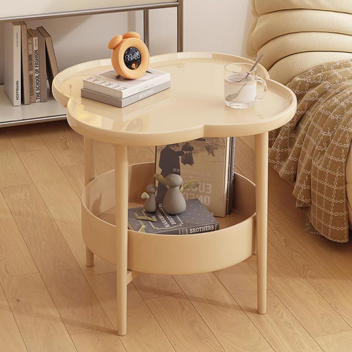 LEDIN Round Side Table, Sofa Side End Table Modern Minimalist Side Table Industrial Coffee Table for Living Room Bedroom Balcony and Office (white b)