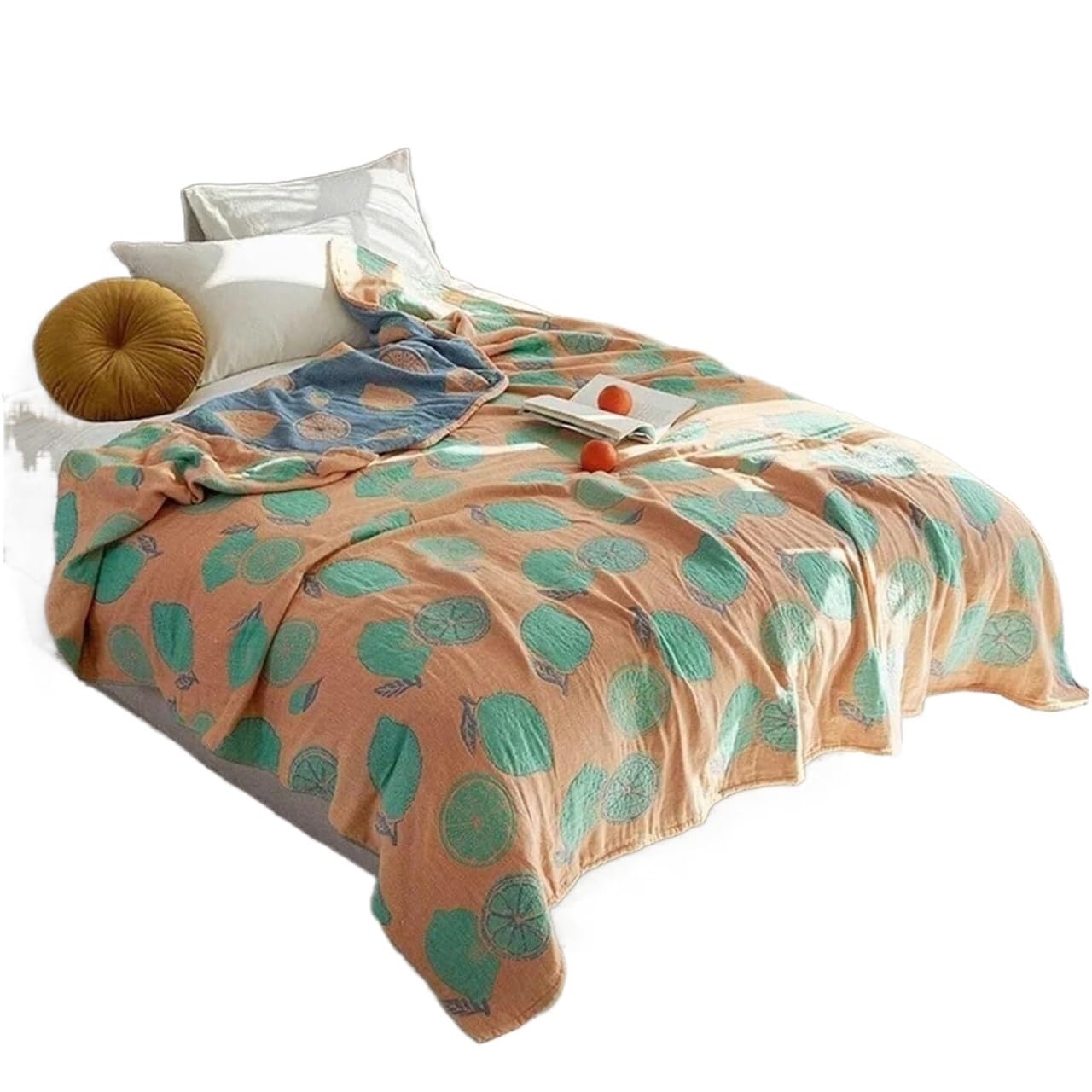 HKSDKABOP Multicolor Muslin Throw Blanket Multiple Sizes Breathable Bedspread(Color7,200X230CM)