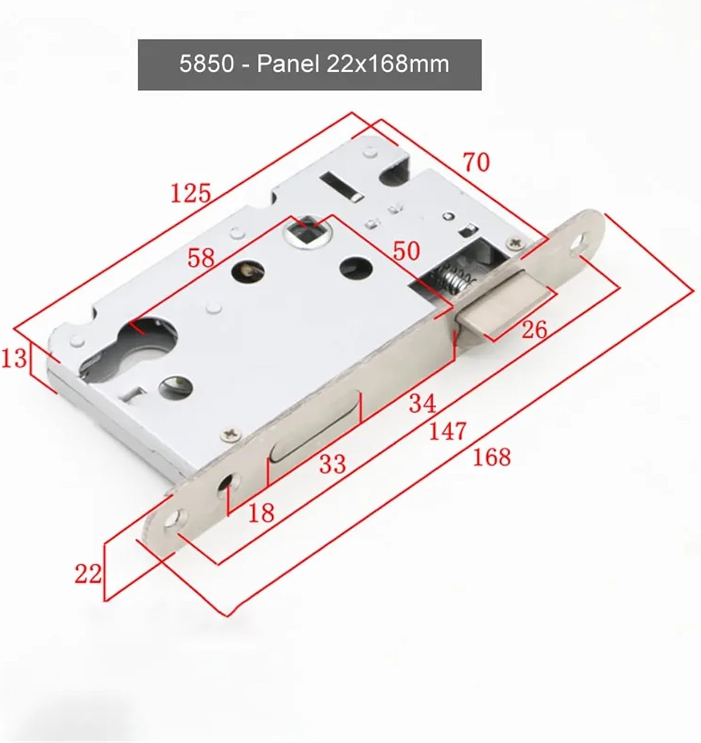 5850 Lock Body Handle Round Panel Square 180x20 165x22 1Pcs(Square Panel 165x22)