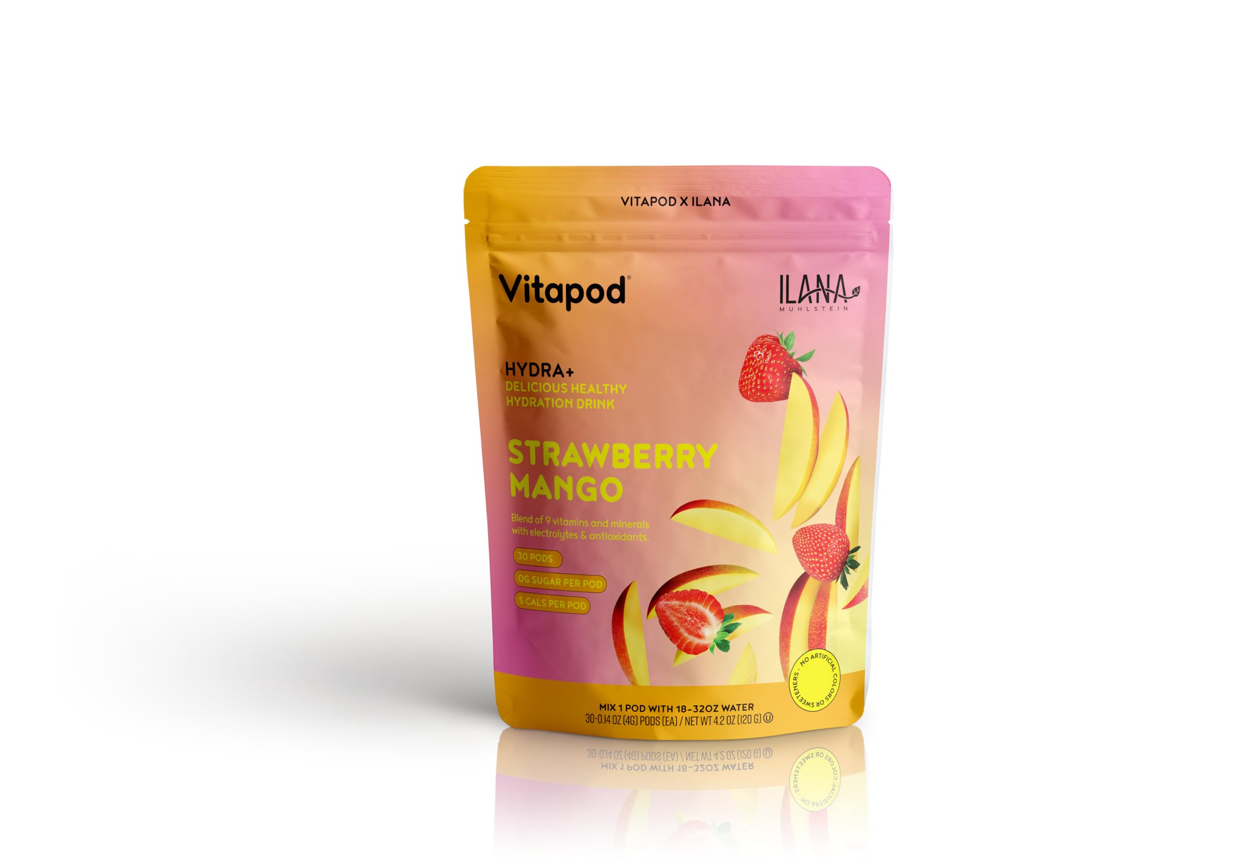 Vitapod Hydration+ Strawberry Mango Healthy Hydration Mix - 30 Pods - Electrolytes, Antioxidants, Vitamin C, A, D, E - Water Enhancer and Beverage Mix Packet