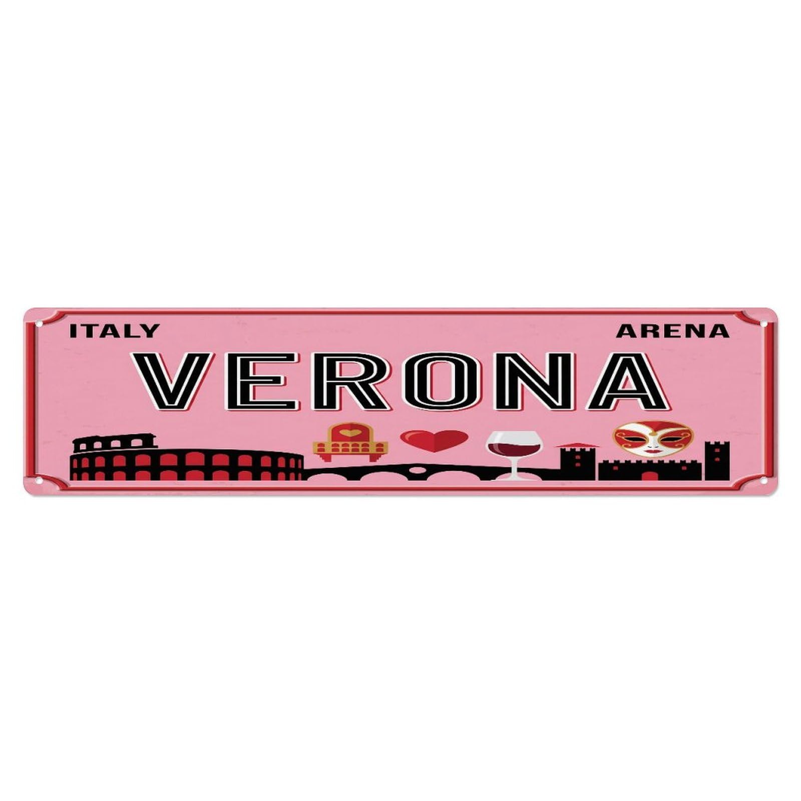 Tgrcjimh Style Metal Tin Sign Vintage Travel Verona Italy Arena Balcony