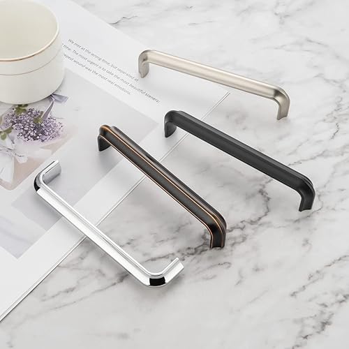 Miniatura 6 de KOOFIZO Paquete de 10 tiradores de gabinete, manijas de bronce aceitado para muebles, distancia entre tornillos de 5 pulgadas5.039 in, herrajes