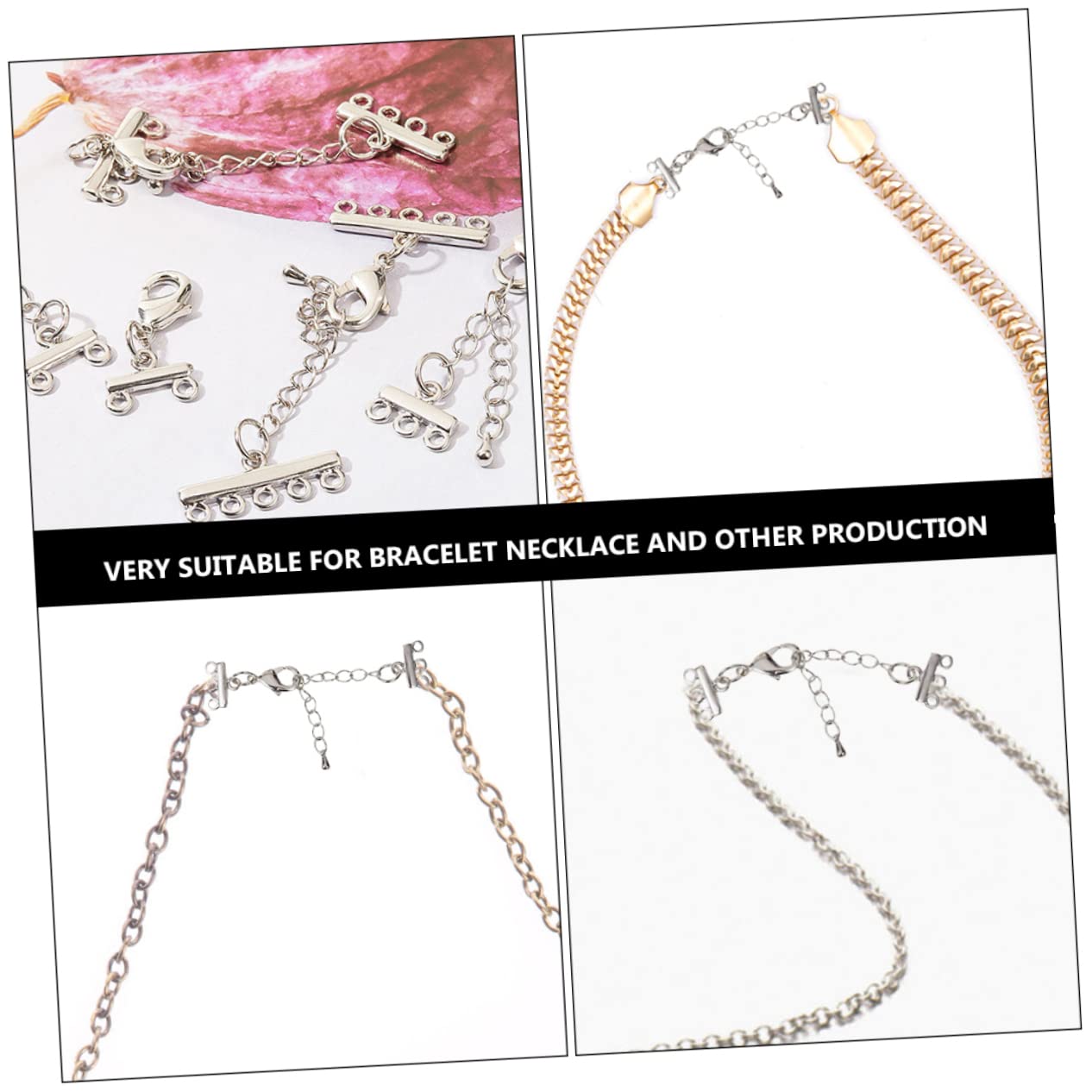 Housoutil 2 Sätze Verlängerte Schwanzketteschnalle Verlängerung Für Edelstahlketten Schmuck Diy Ketten Halskette Liefert Armband Zubehör Rostfreier Stahl 8 Stücke * 2