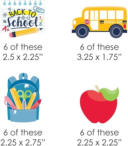 Miniatura 2 de Big Dot of Happiness Recortes de decoración para el primer día de clases para el primer día de escuela, 24 unidades