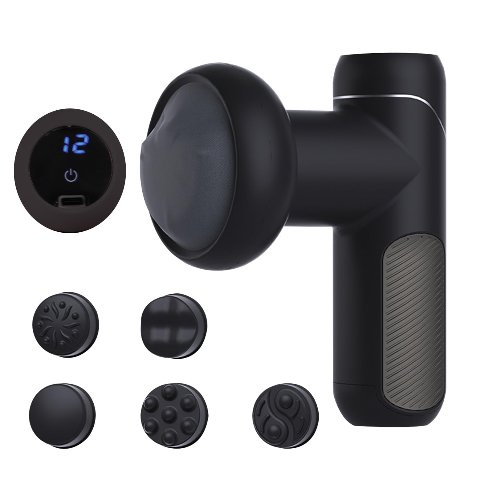 LCD Body Massager with Hot Mode 12 Speed Levels Electric Portable Handheld Massager for Pain Relief Deep Tissue Muscles Neck Shoulders Waist Legs with 5 Massage Heads (Black)-image-27