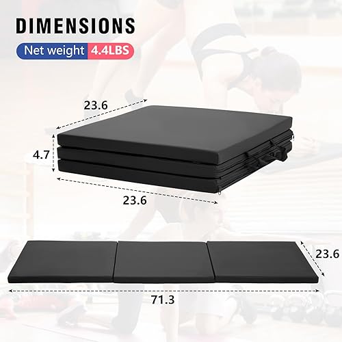 Miniatura 8 de Colchoneta de gimnasia para lucha, tapete de gimnasia plegable, para interiores y exteriores, tapete de gimnasia grueso de piel sintética para