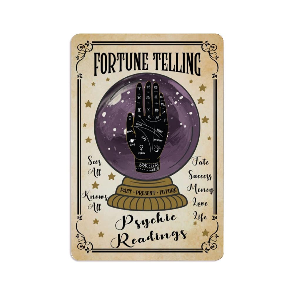 Fortune Telling Fortune Teller Crystal Ball Palmistry Vintage Look Reproduction Metal Sign Vintage Tin Sign 8X12 Inches