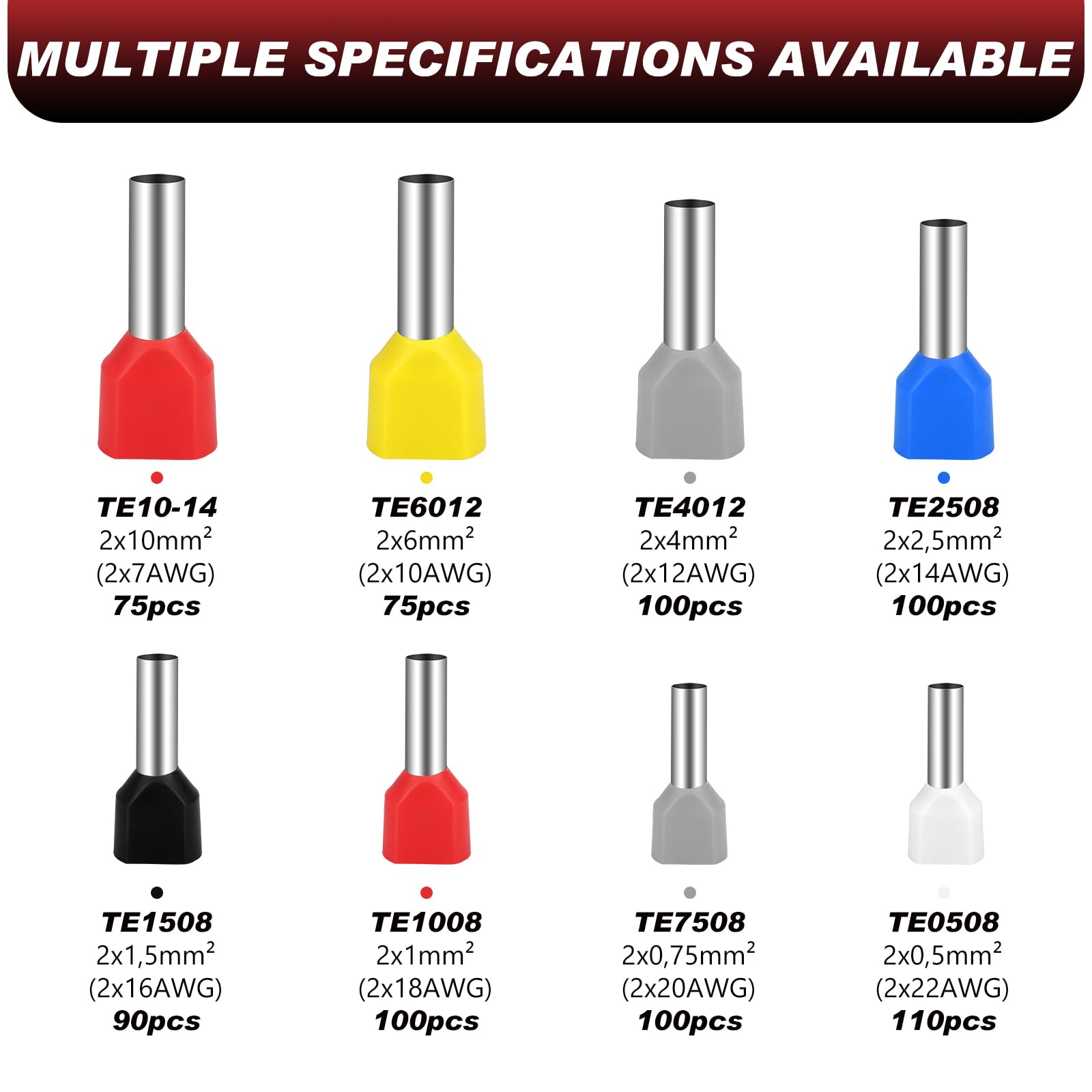 100 Twin-Aderendhülsen 2x0,75mm² X 12mm – Isoliert Grau, Von Hilpress, Für Sichere Verbindungen