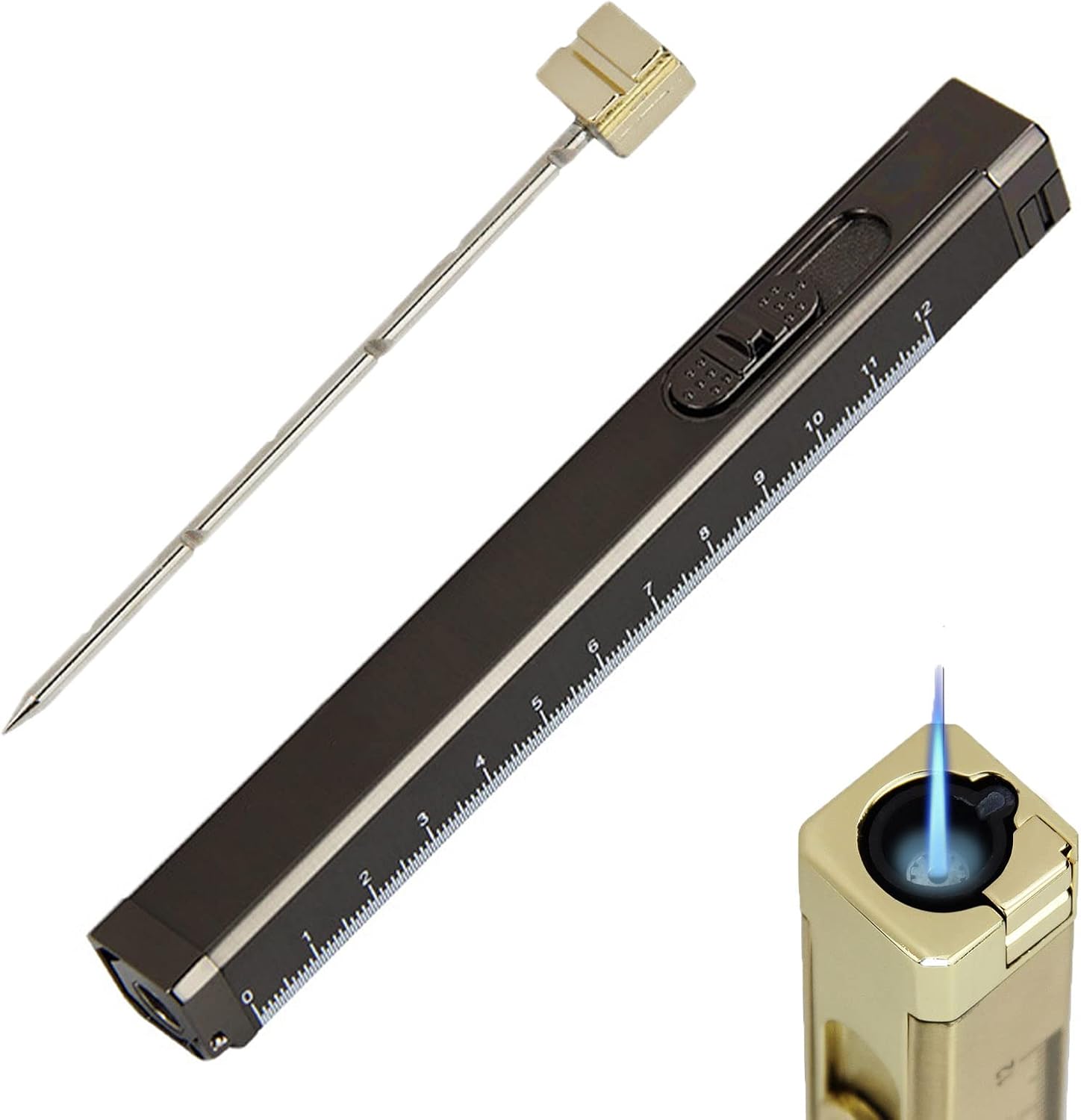 3 in 1 Cigar Lighter Cigar Needle Cutter with Cigar Draw Enhancer Tool Cigar Multitool Cigar Punch Rust-Proof Gift