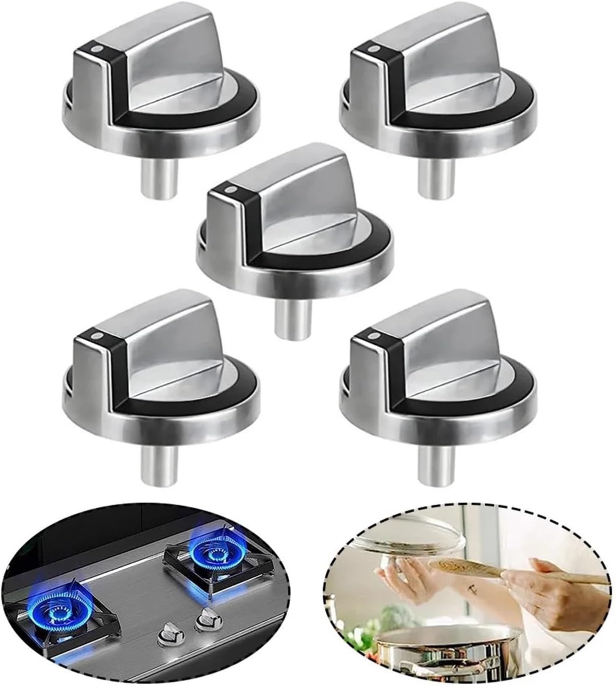 5pcs Rotary Switch Control Knob Replacement Kitchen Cooker Gas Stove Cooker Control Gas Stove Accessories For W10284885