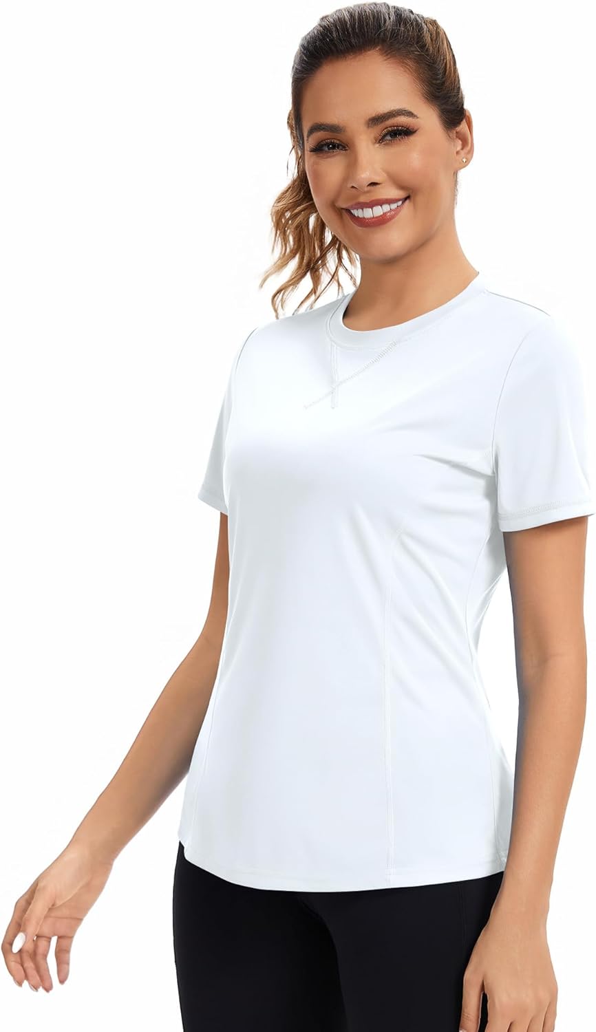 AVOOGUE Women's Short Sleeve Workout Tops Quick Dry Athletic UPF50+ Sun Protection Shirts Gym Hiking Running Yoga Clothes - Image 3