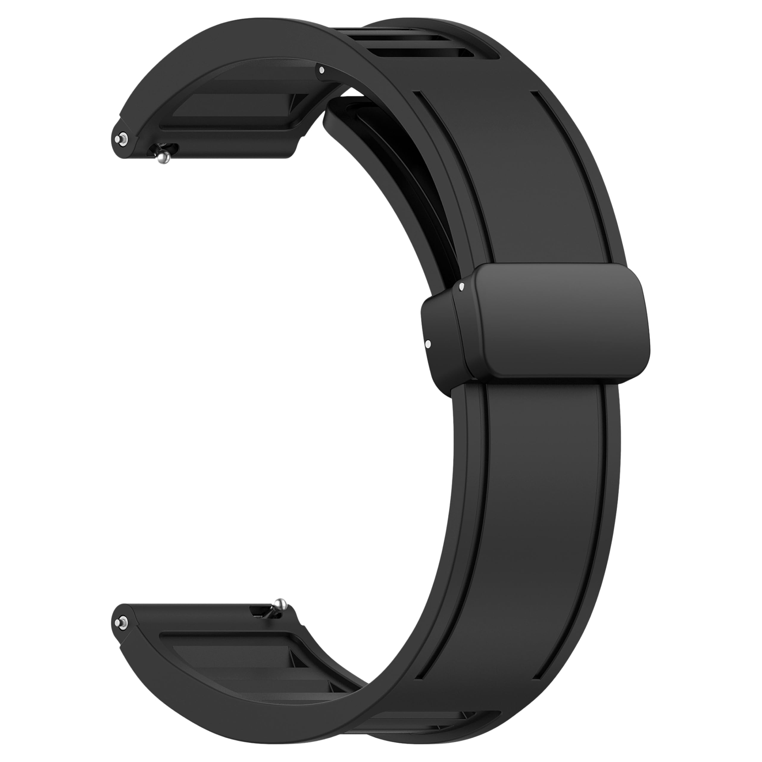 ACM Watch Strap Silicone Belt Magnetic Clasp 22mm compatible with Casio Watch 22mm Models Hook Sports Band-image-22