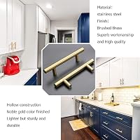Goldenwarm LS201GD128 Arany Bútorfogantyú Szett - 5 db Rozsdamentes Acél Konyhai Szekrény és Fiók Fogantyú, 128 mm Lyuktávolság, Csavarokkal 4