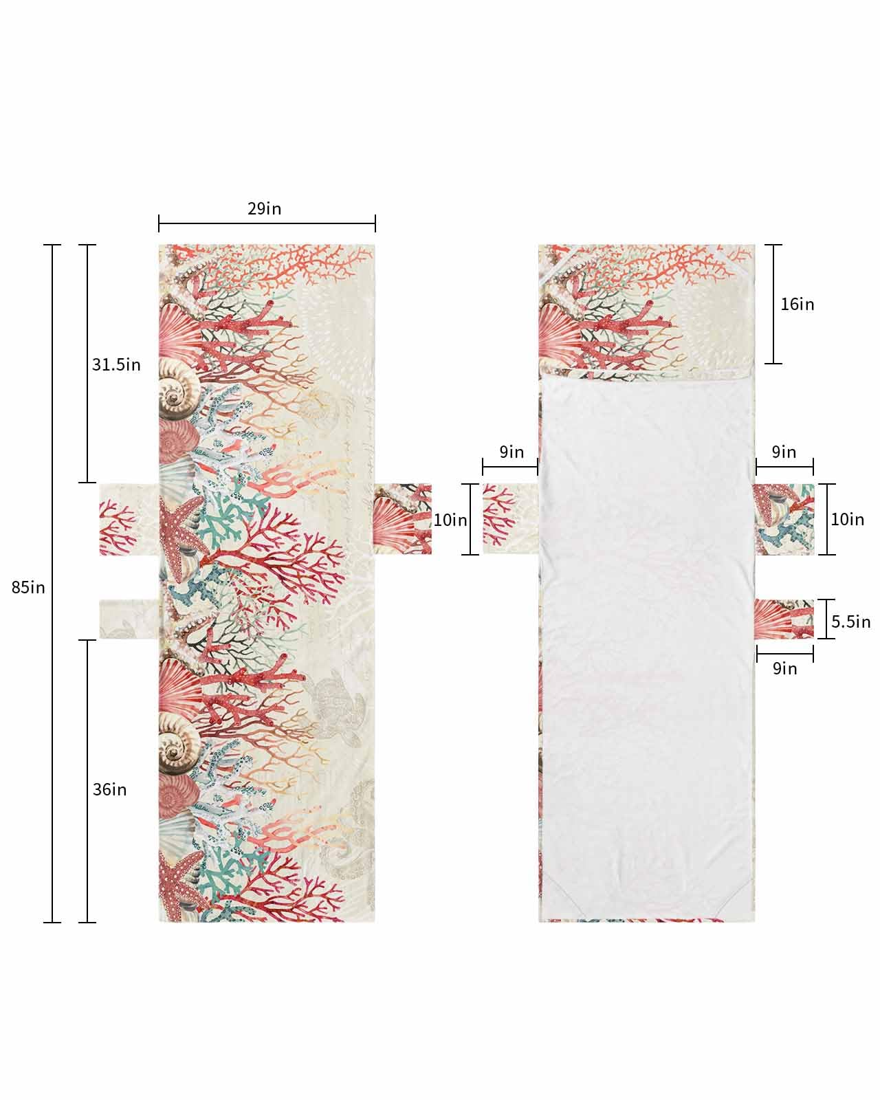 Red Coral Coastal Beach Lounge Chair Towel Cover, Soft Chaise Lounge Towel with Side Pockets Patio Pool Chairs Cover for Beach/Pool Sunbathing 29x85 Ocean Shell Starfish Nautical Beach