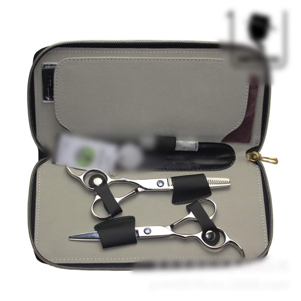 CrEev Professionelles 6-Zoll-Friseurscheren-Set für die Linke Hand, dünnes Haarschnitt-Set, korrosionsbeständig, rostbeständig, (Farbe: Silber) (Silber B)