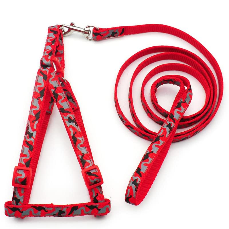 Foodie Puppies Ribbon Stitched Soft Nylon Color-Full Printed Harness & Leash Adjustable Set Suitable for cat, Kitten & Puppies - 15mm (Color May Vary)