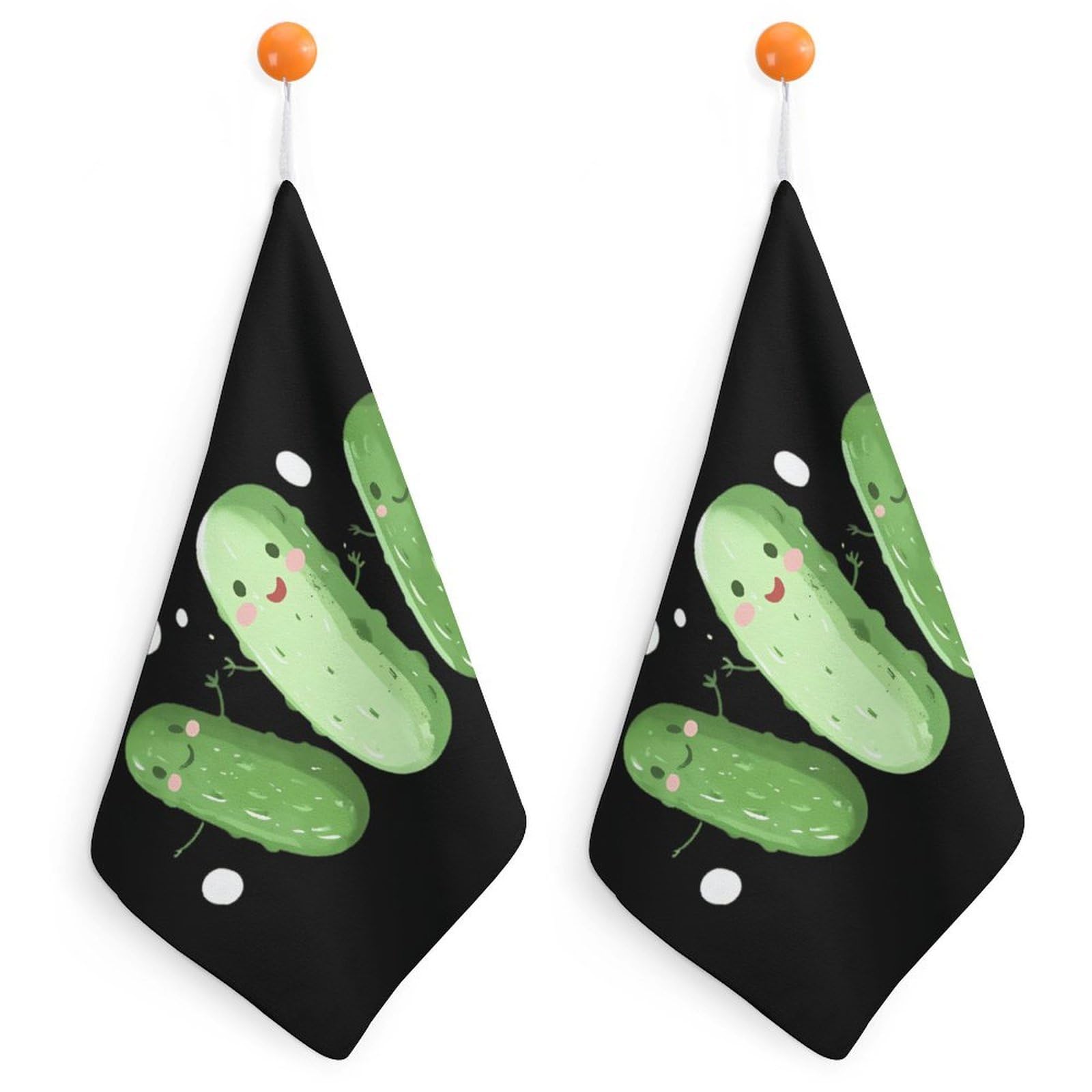 TXFBTRFSA Cute Cucumber Pickle Hand Towels with Hanging Loop Kitchen Towel Handkerchiefs Cleaning Cloths