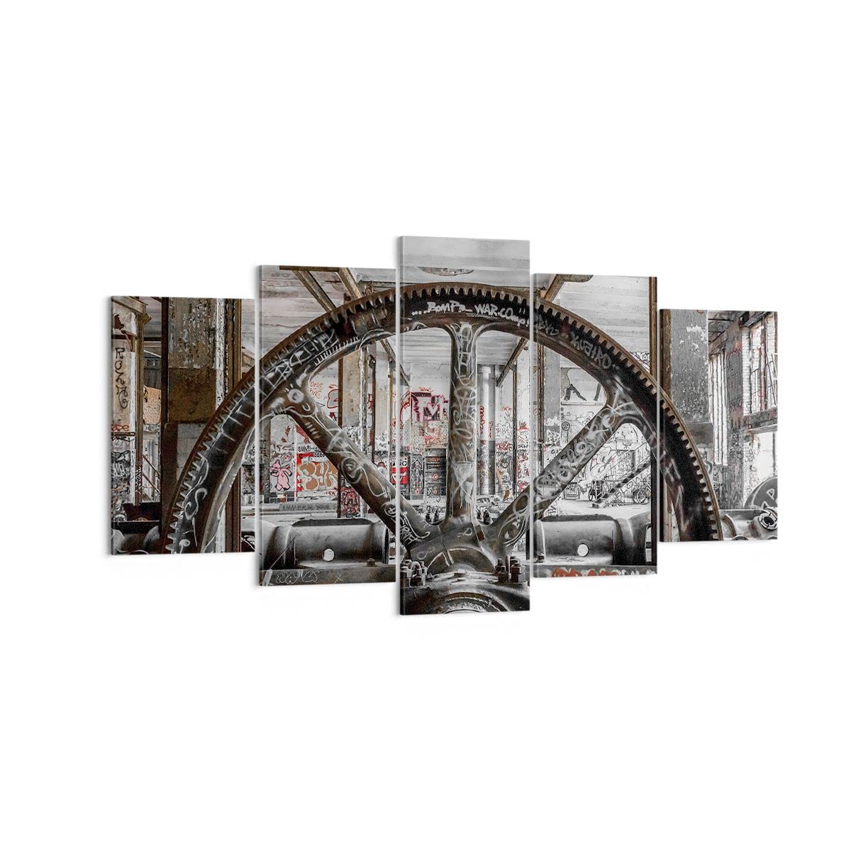 Deco Cadre Salon Rue graffiti mur murale Moderne Impression sur Toile 80x120cm Image Tableau Decoration Murale Chambre Cuisine Vertical Art Wall Decor Grand Tableaux Decoratifs Muraux PA80x120-2907