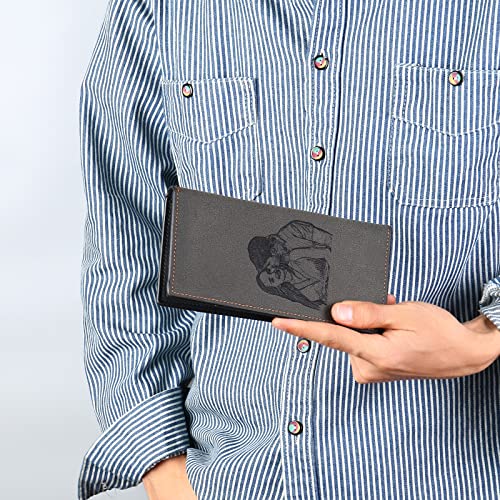 Nobelook Personalized Long Wallets for Men Custon Photo Name Mens Wallets Leather Bifold Minimalist Wallet Engraved Gift for Father Dad Husband Boyfriend Brother Brown Gray4
