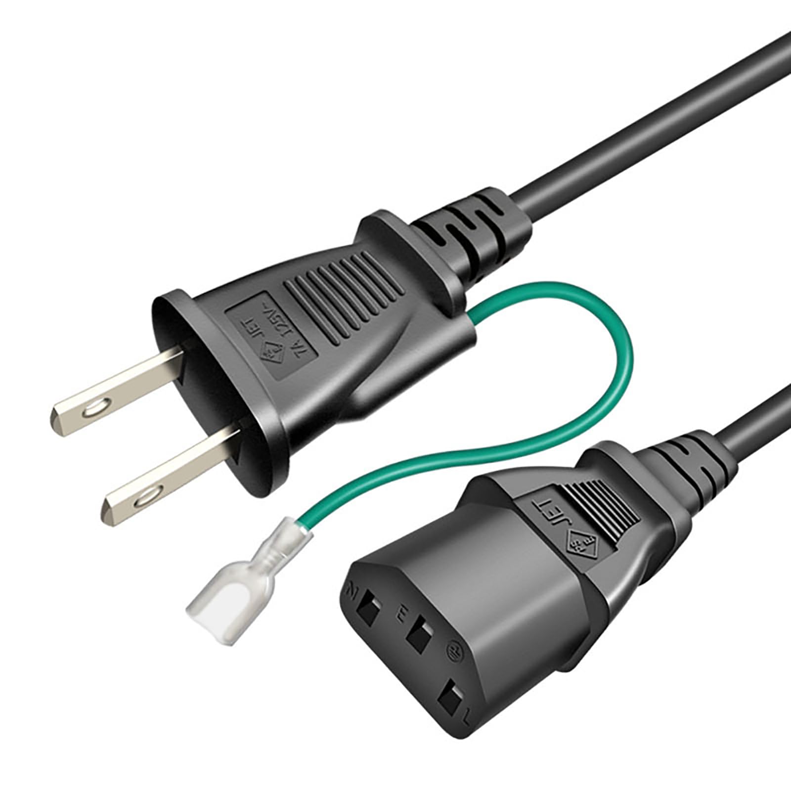 Amazon.co.jp: AC電源ケーブル 3ピンソケット(メス)⇔2ピンプラグ(オス