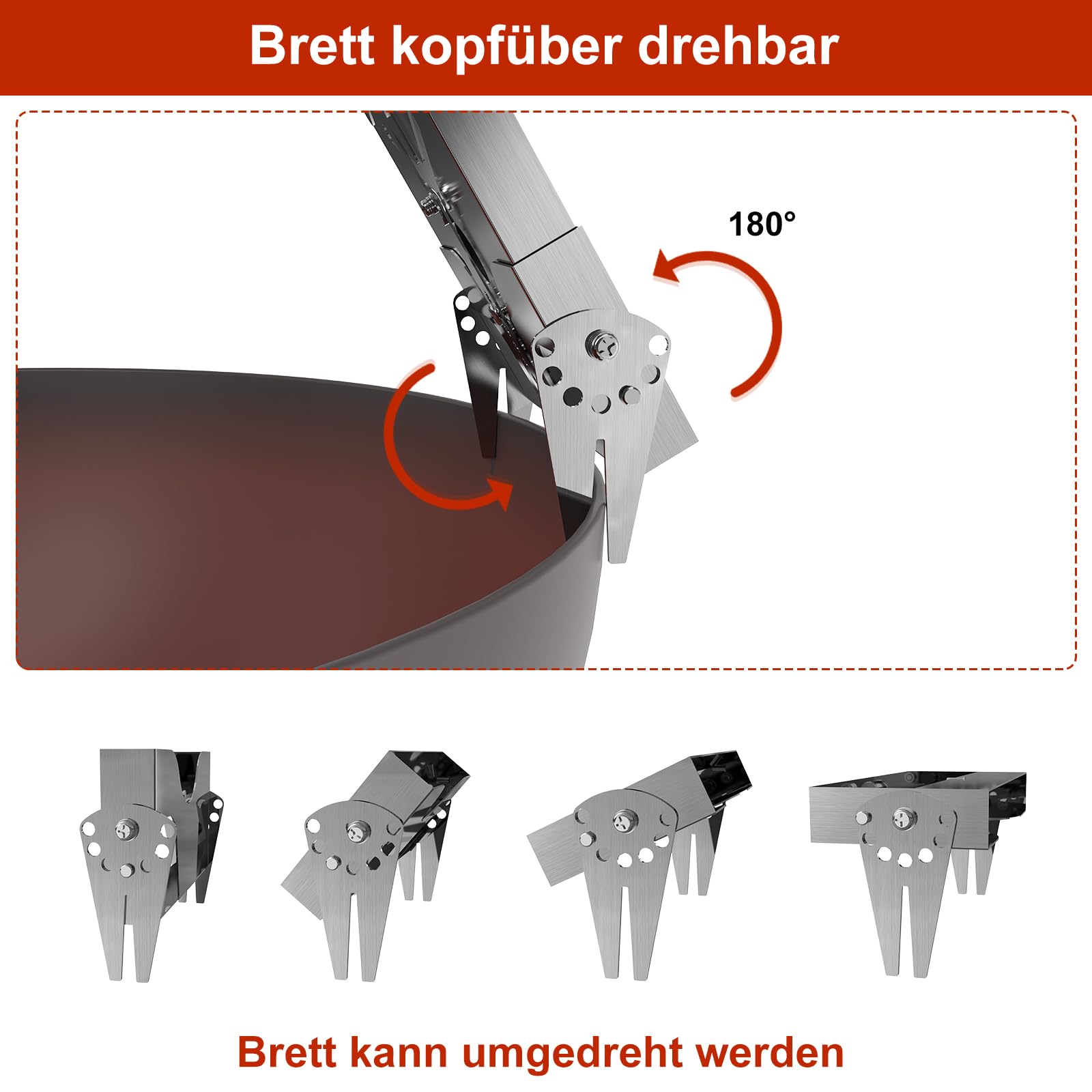 Flammlachsbrett Edelstahl|Extra breit 18cm Flammlachshalter passend für feuerschale und Grills mit Wandstärke bis Weniger als 8mm, Perfekte Alternative zum Flammlachsbrett